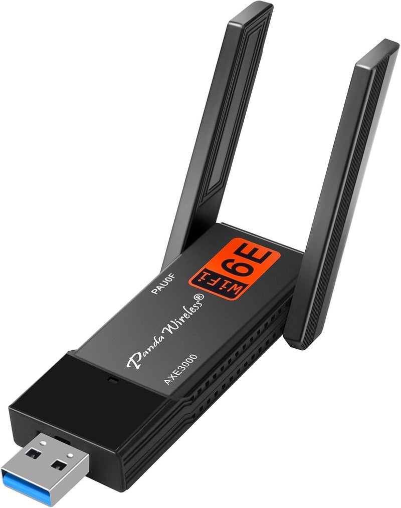 Panda Wireless ® PAU0F AXE3000 Tri Band (2.4/5 / 6 GHz) WiFi 6E USB 3.0 Adapter - Windows 10/11, Zorin, MX Linux, EndeavourOS, Mint, Ubuntu, Manjaro, openSUSE, Fedora, Kali and Raspbian - Image 1